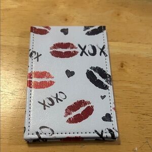 White Card Holder with Red and Black Lip Print